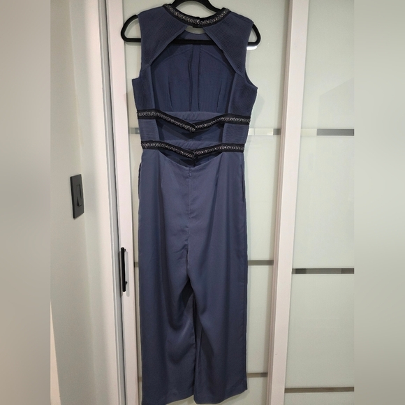 Asos Open Back Embellished Elegant Blue Jumpsuit - Picture 6 of 16